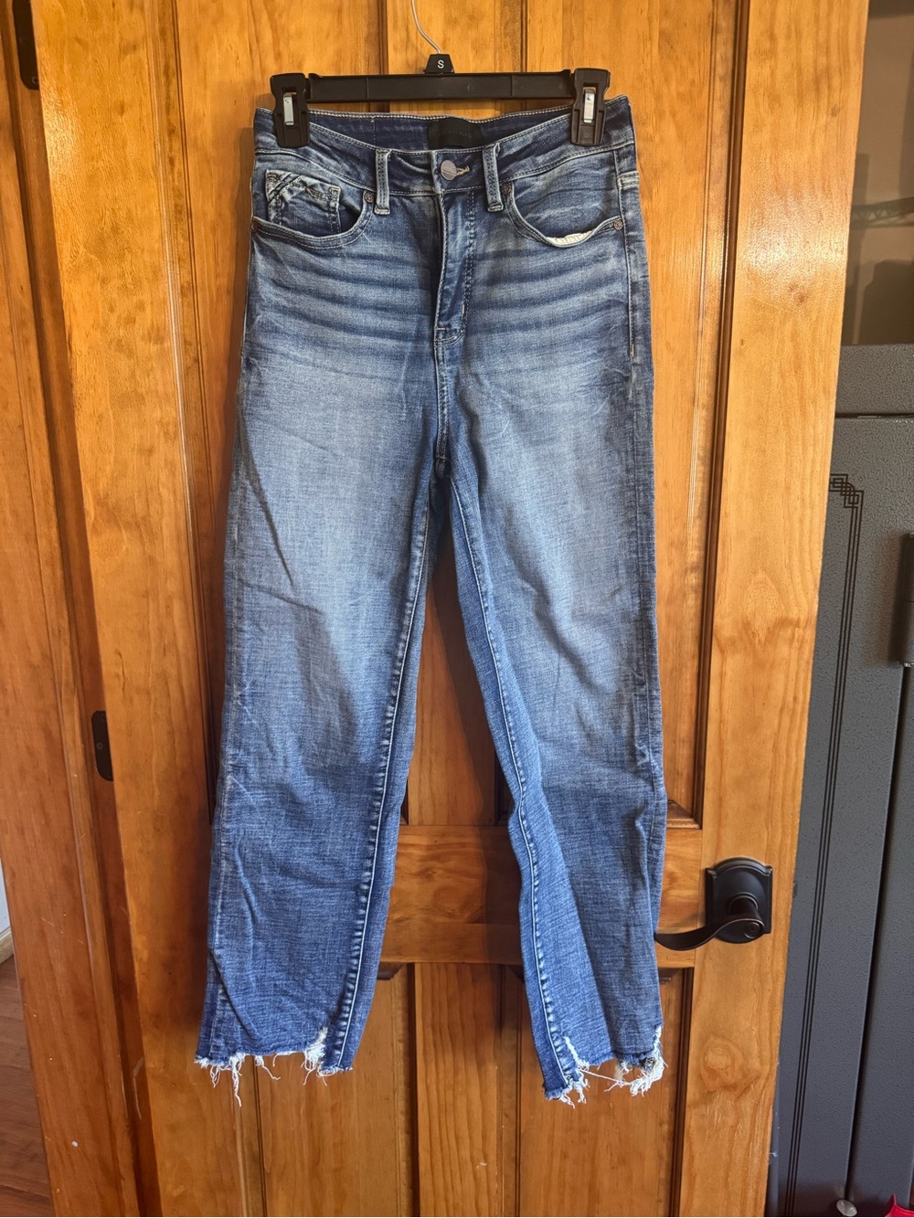 Buckle Distressed Medium Blue Straight-Leg Jeans